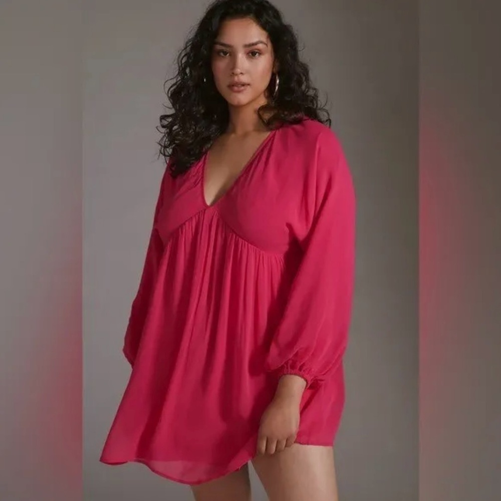 Let Me Be Anthropologie Sheer Flowy Mini Dress